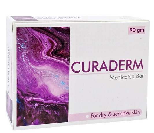Curaderm Bar 90gm cleansing soap for clear, healthy, and refreshed skin